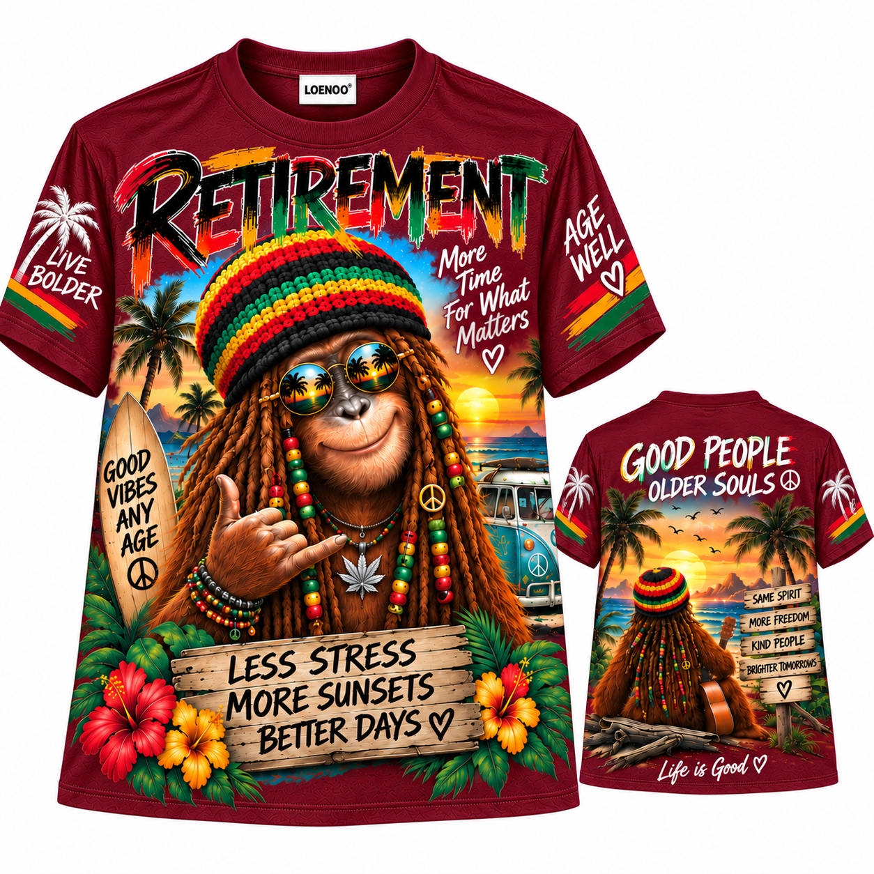 Vintage Retirement Good Vibes Sunset T-Shirt