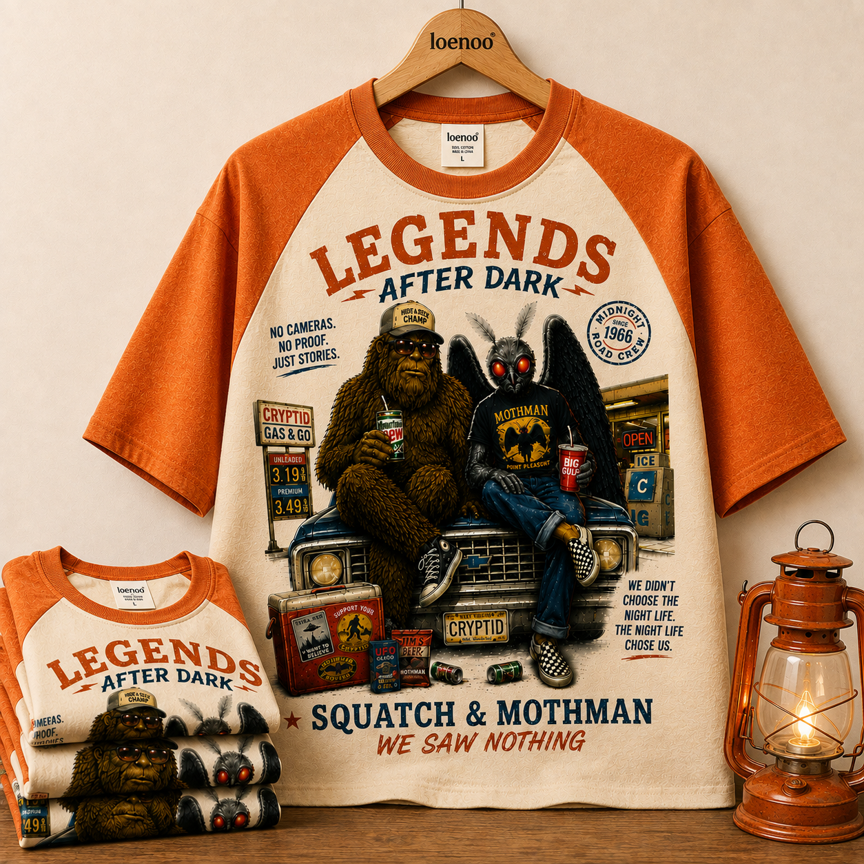 "Legends After Dark" Vintage Cryptid Raglan Tee