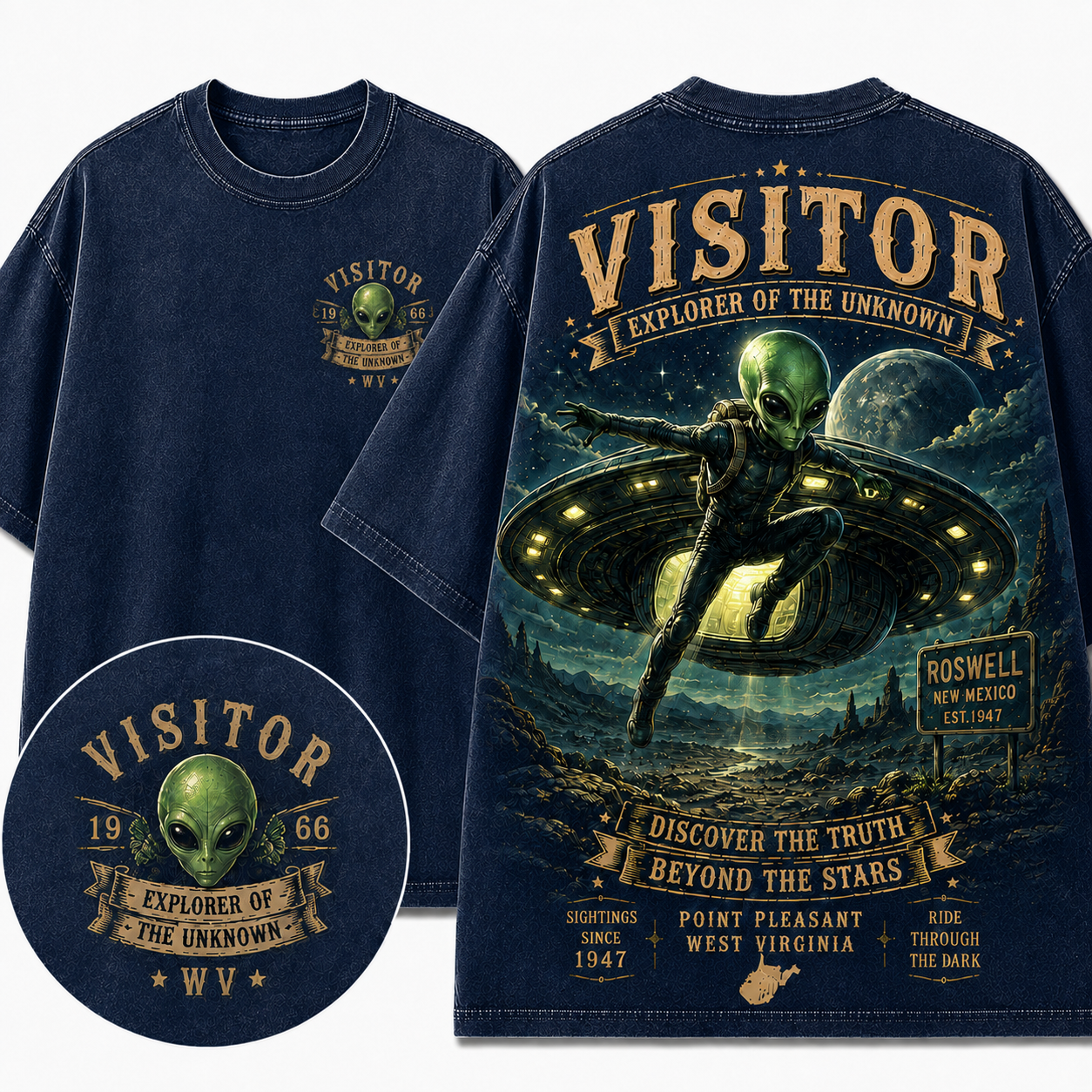 "Visitor Explorer of the Unknown" Vintage UFO Graphic Tee