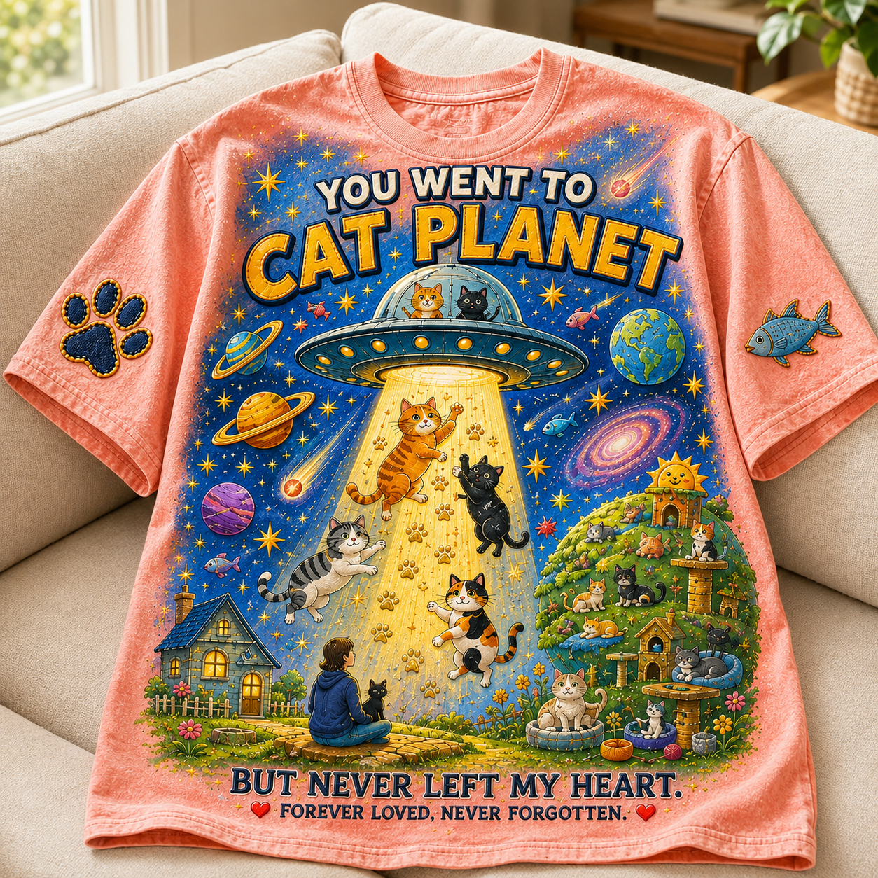 Happy on Cat Planet Tee