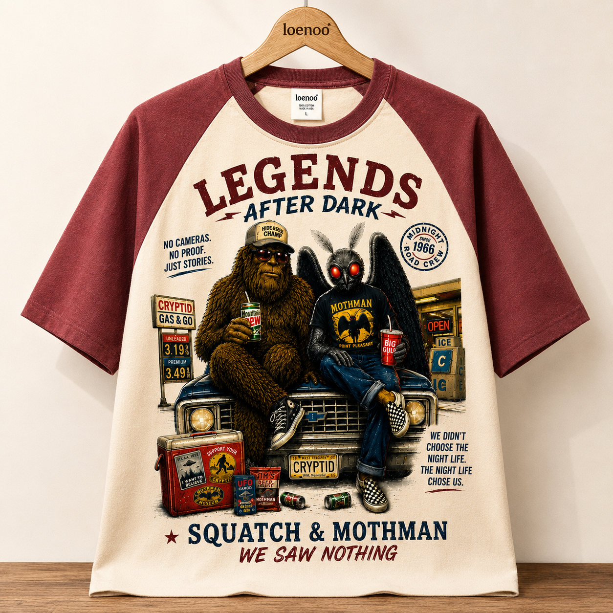 "Legends After Dark" Vintage Cryptid Raglan Tee