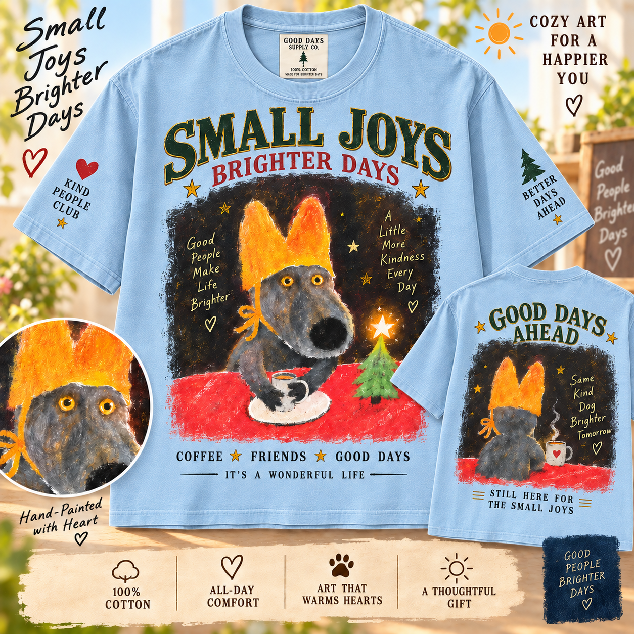Vintage Small Joys Brighter Days Dog T-Shirt