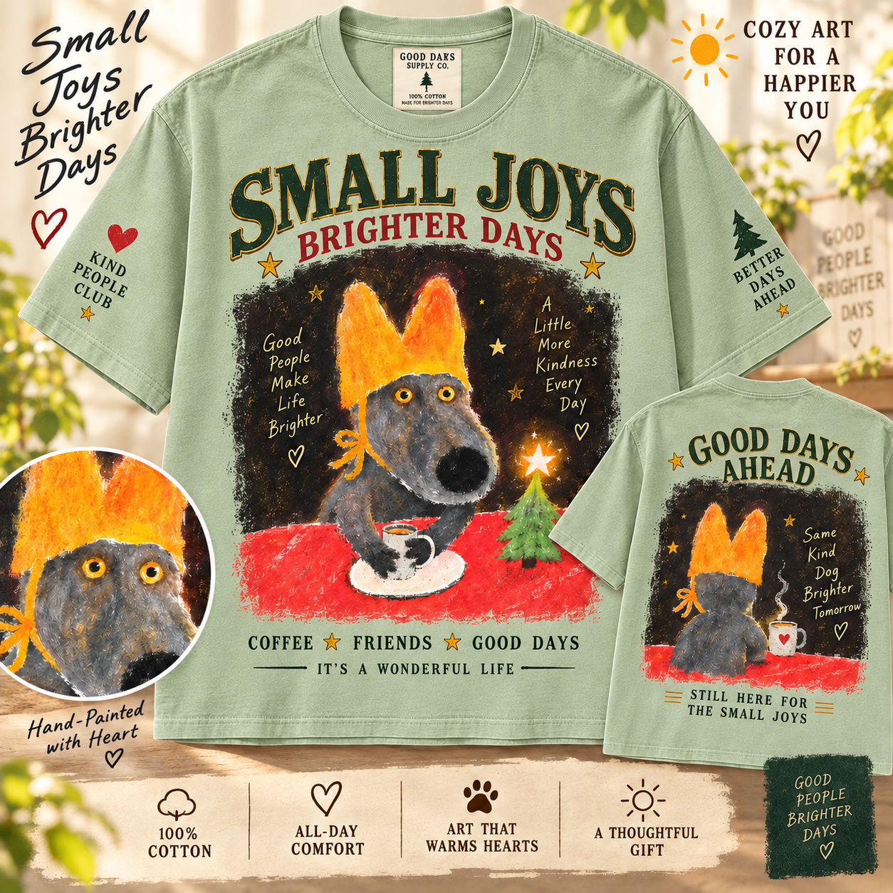 Vintage Small Joys Brighter Days Dog T-Shirt