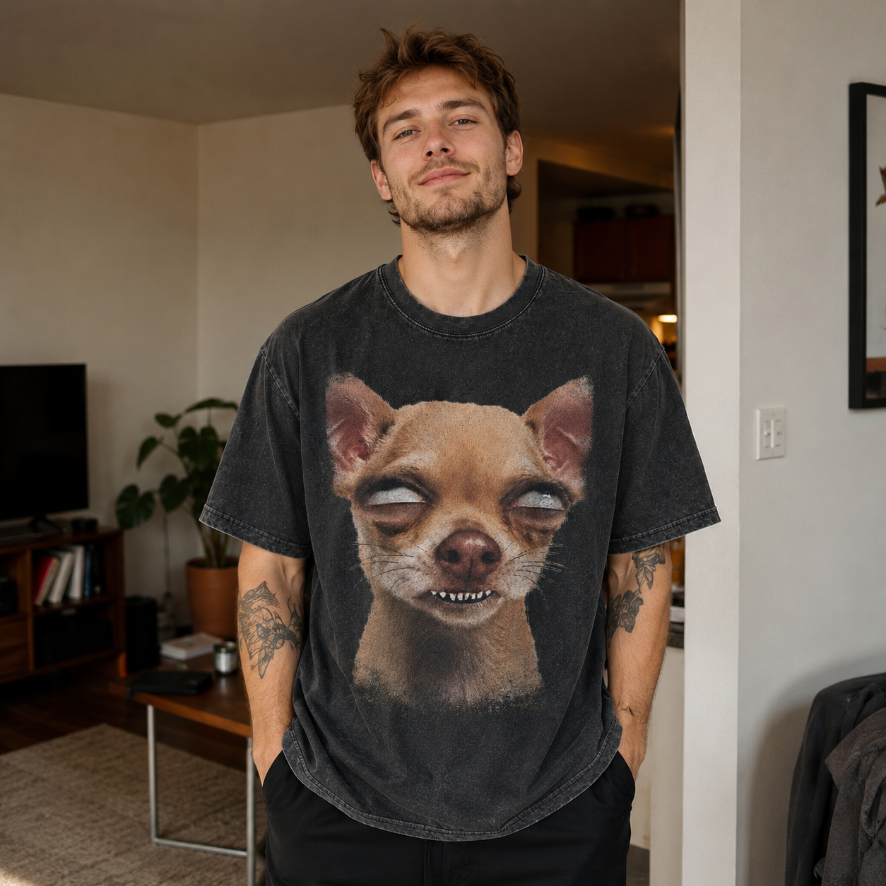 Sleepy Mood Pup – Vintage Chihuahua Tee