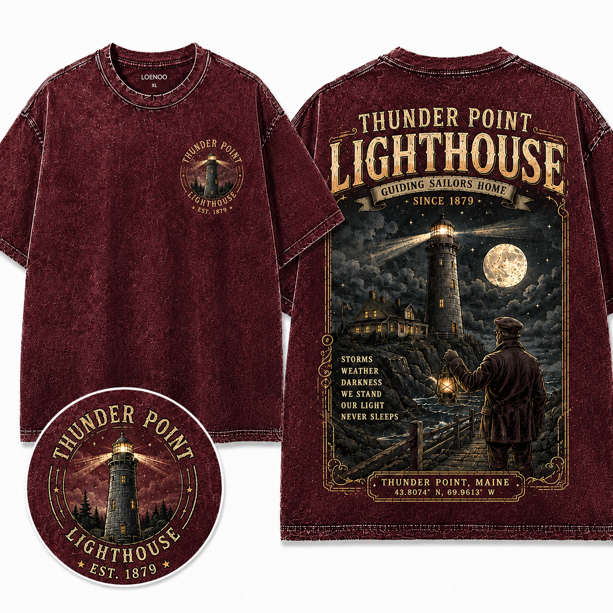 "Thunder Point Lighthouse" Vintage Maritime Graphic Tee