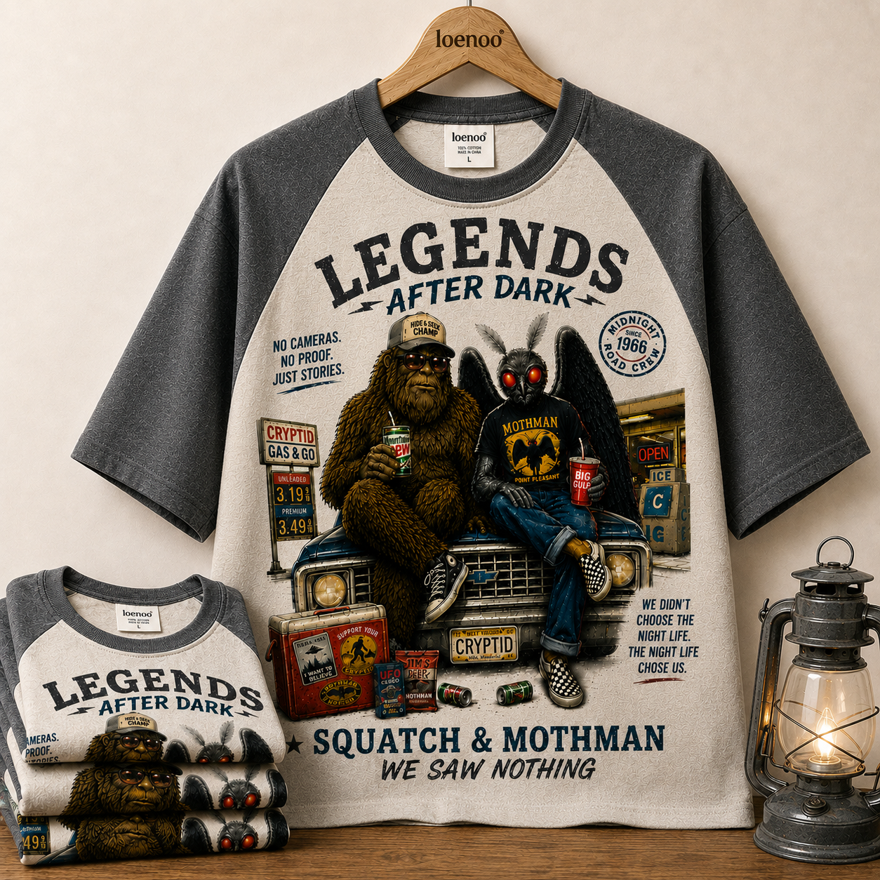 "Legends After Dark" Vintage Cryptid Raglan Tee