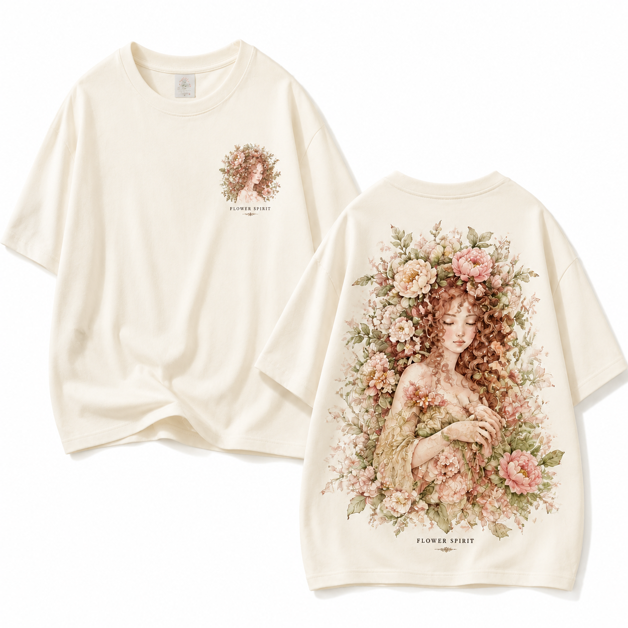 "Flower Spirit" Vintage Botanical Peony Graphic Tee