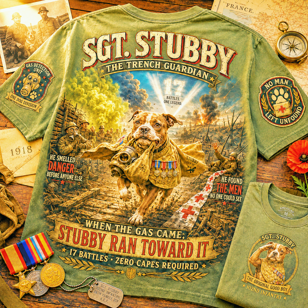 Sgt Stubby Trench Guardian Dog T-Shirt