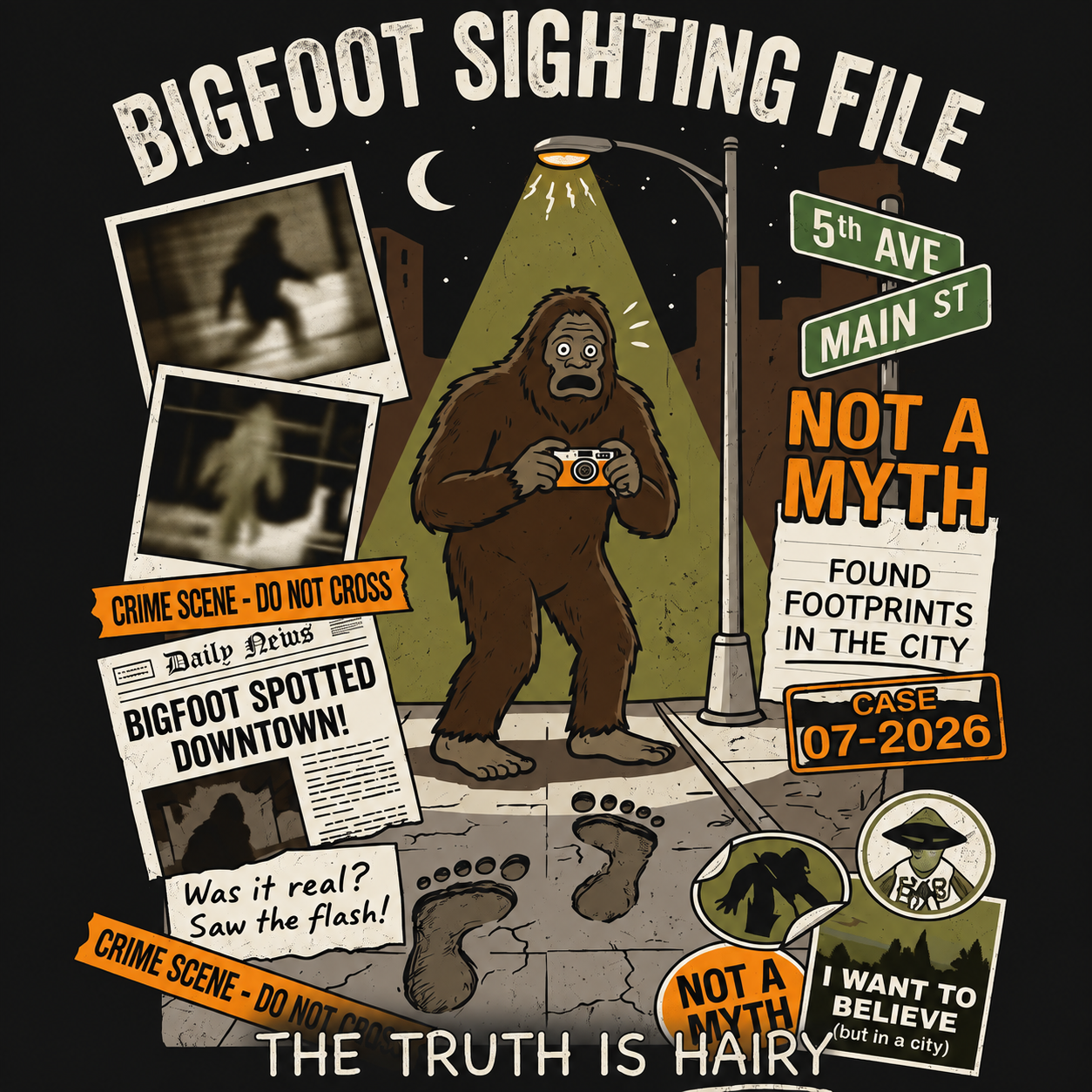 "Bigfoot Sighting File" Vintage Urban Cryptid Graphic Tee