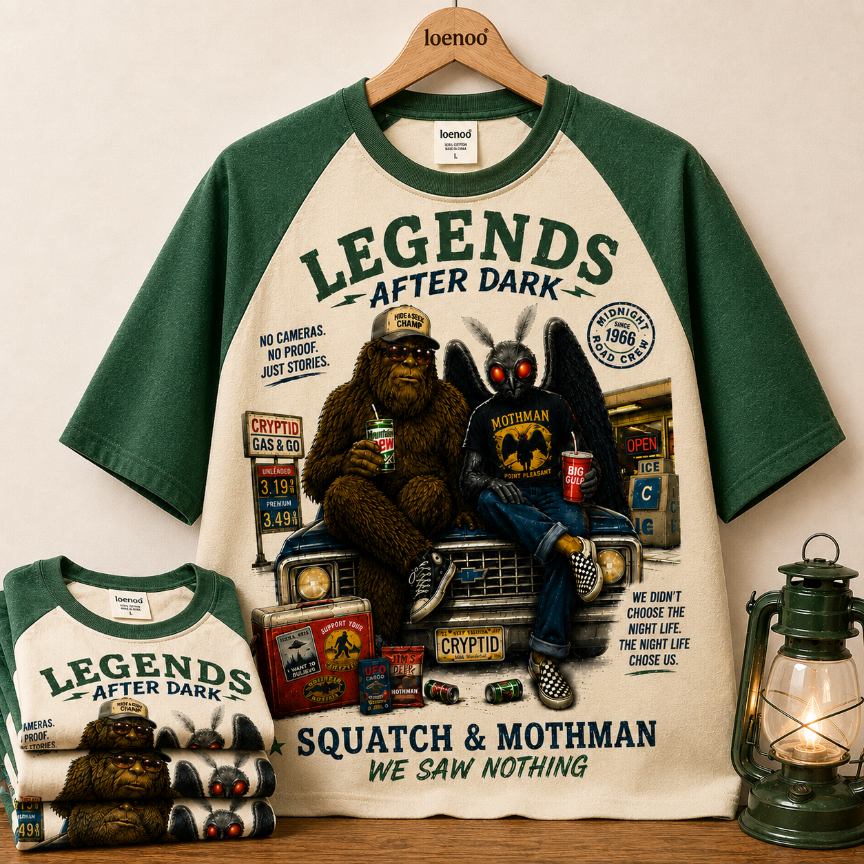 "Legends After Dark" Vintage Cryptid Raglan Tee