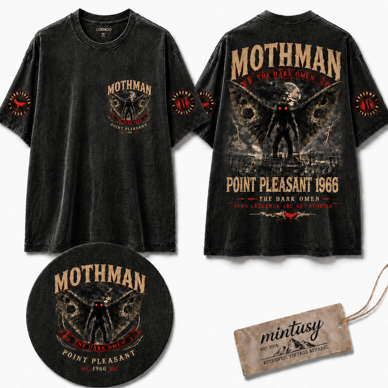 "Mothman Point Pleasant 1966" Vintage Cryptid Graphic Tee