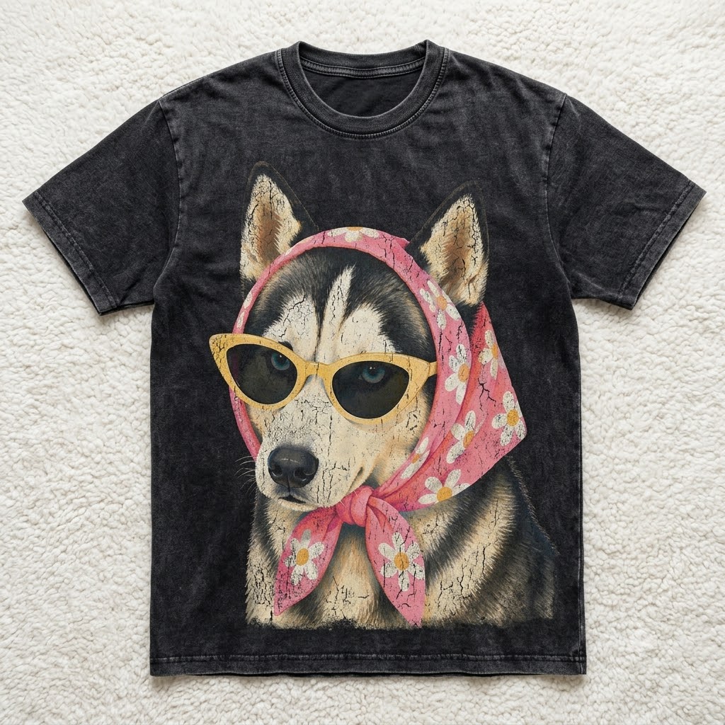 Cool Husky Vibes – Vintage Dog Tee