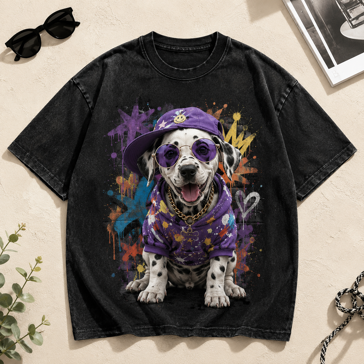 Party Pup Energy – Vintage Splash Dog Tee