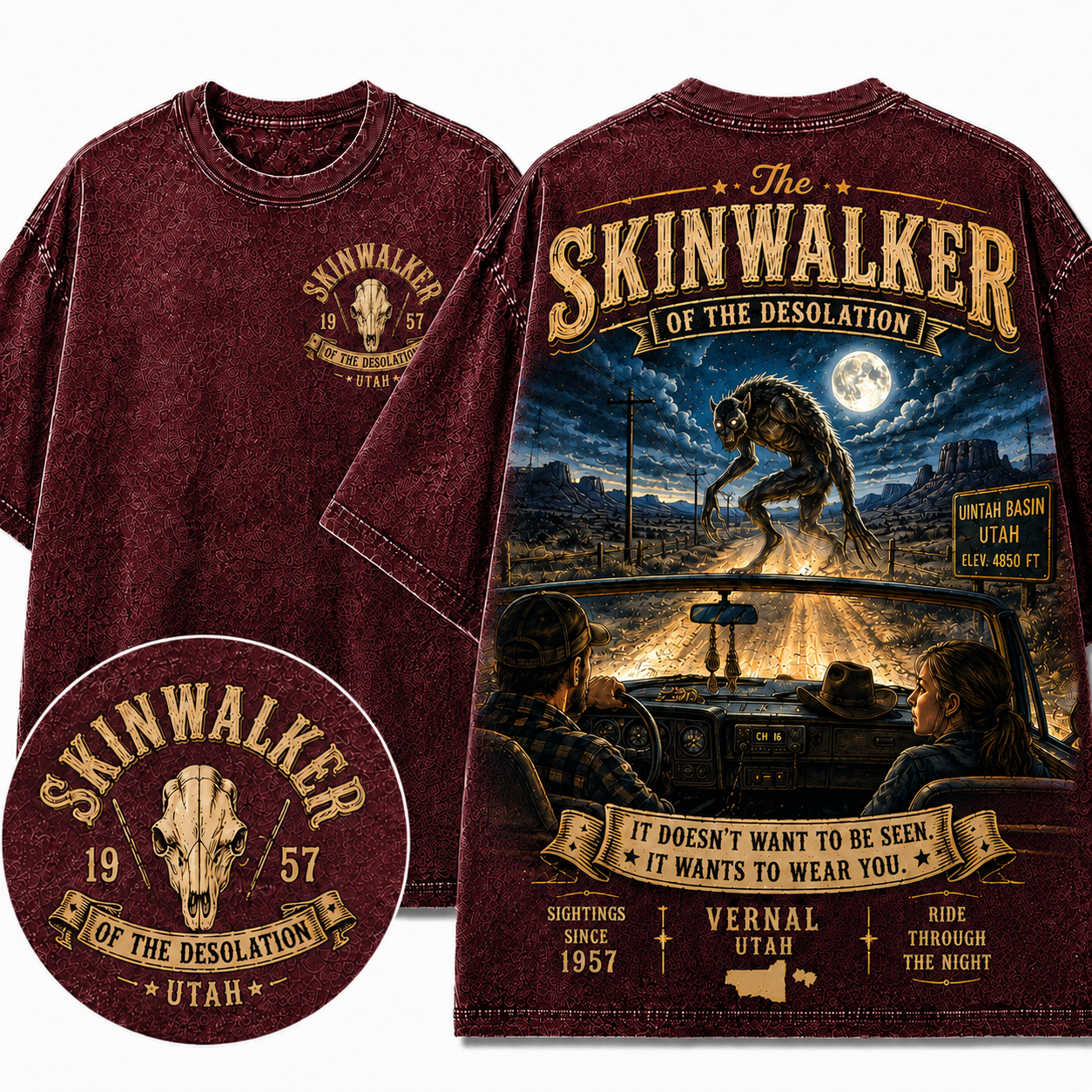 "Skinwalker Of The Desolation" Vintage Utah Cryptid Graphic Tee