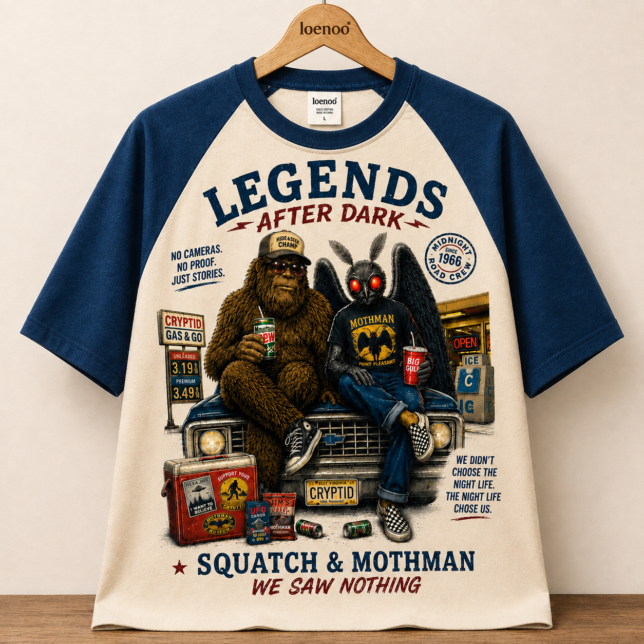 "Legends After Dark" Vintage Cryptid Raglan Tee