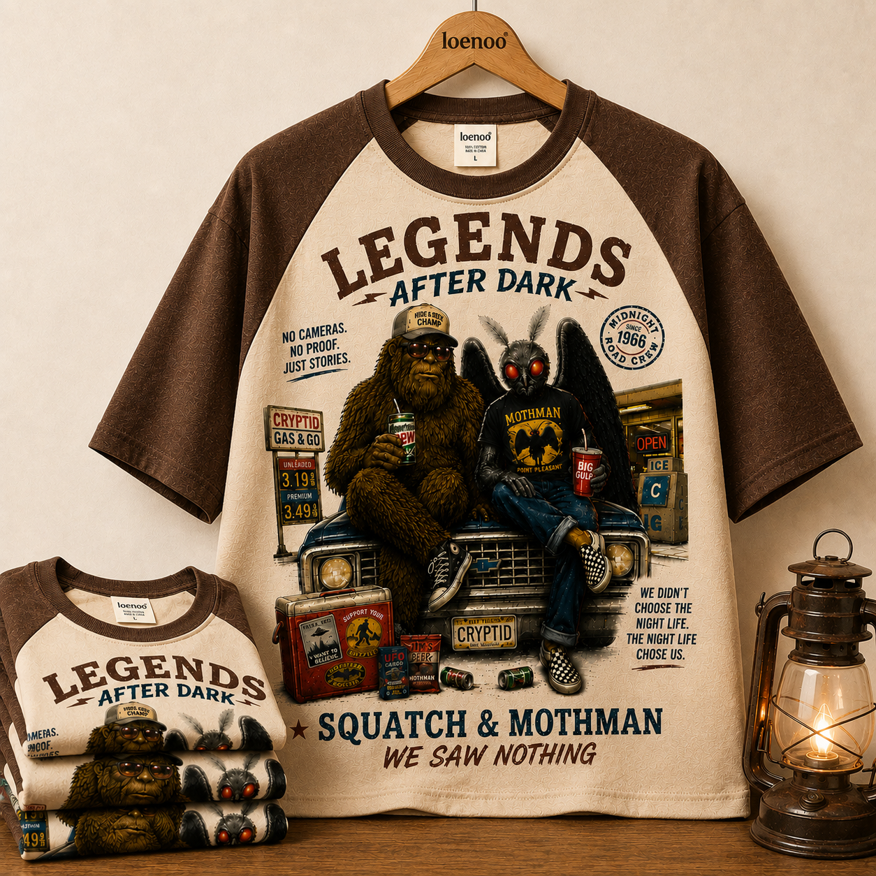 "Legends After Dark" Vintage Cryptid Raglan Tee