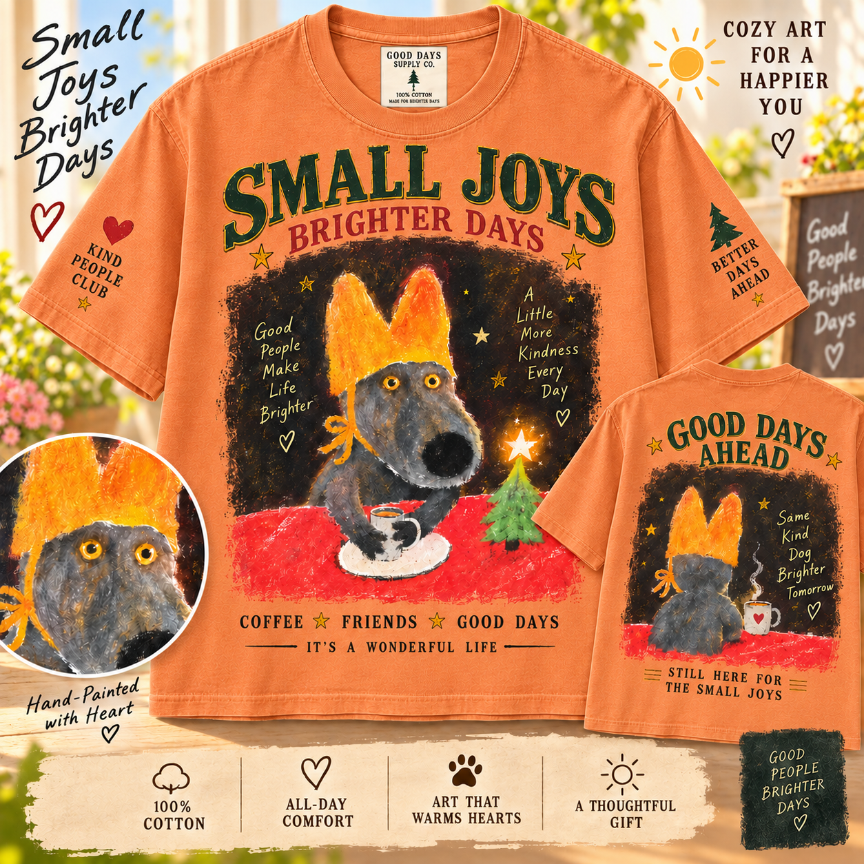Vintage Small Joys Brighter Days Dog T-Shirt