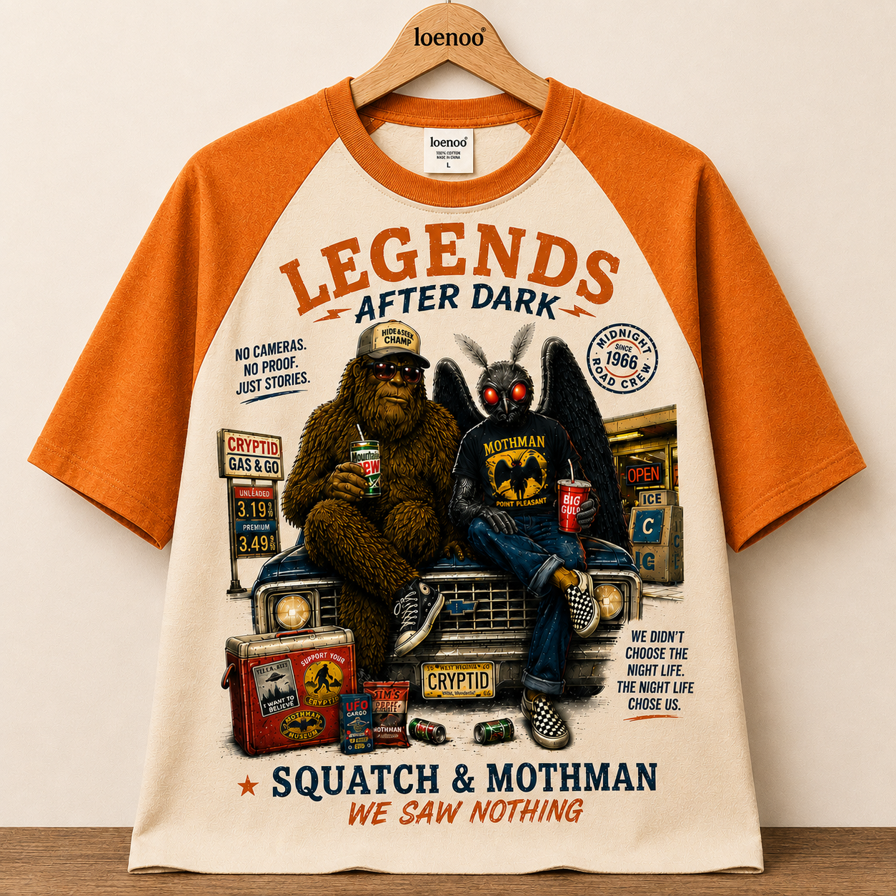 "Legends After Dark" Vintage Cryptid Raglan Tee
