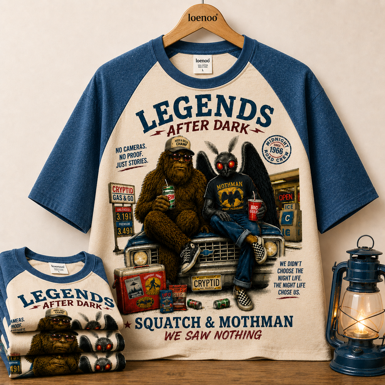 "Legends After Dark" Vintage Cryptid Raglan Tee