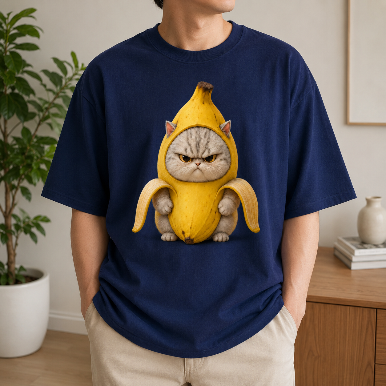 Banana Mood Cat – Vintage Funny Cat Tee
