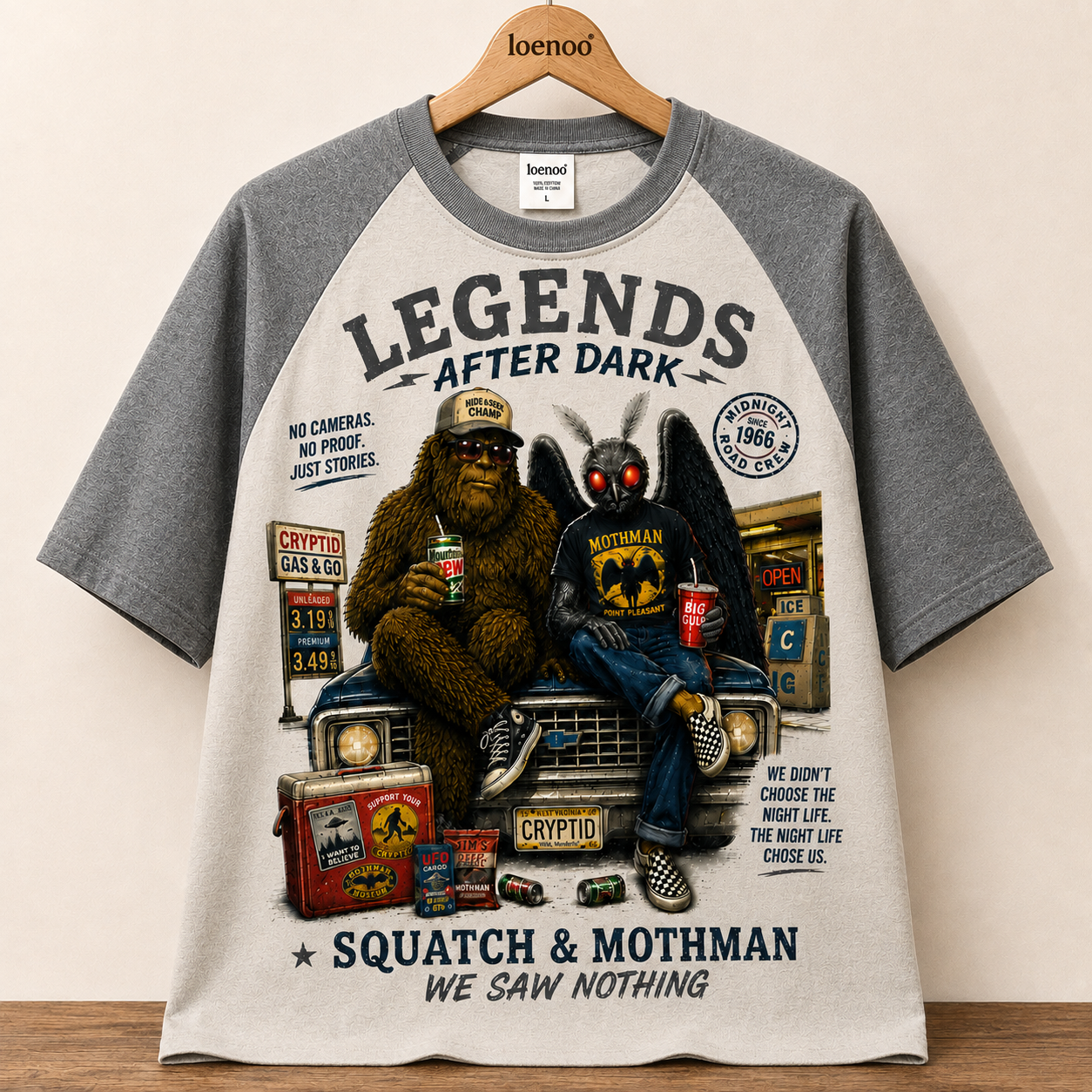 "Legends After Dark" Vintage Cryptid Raglan Tee