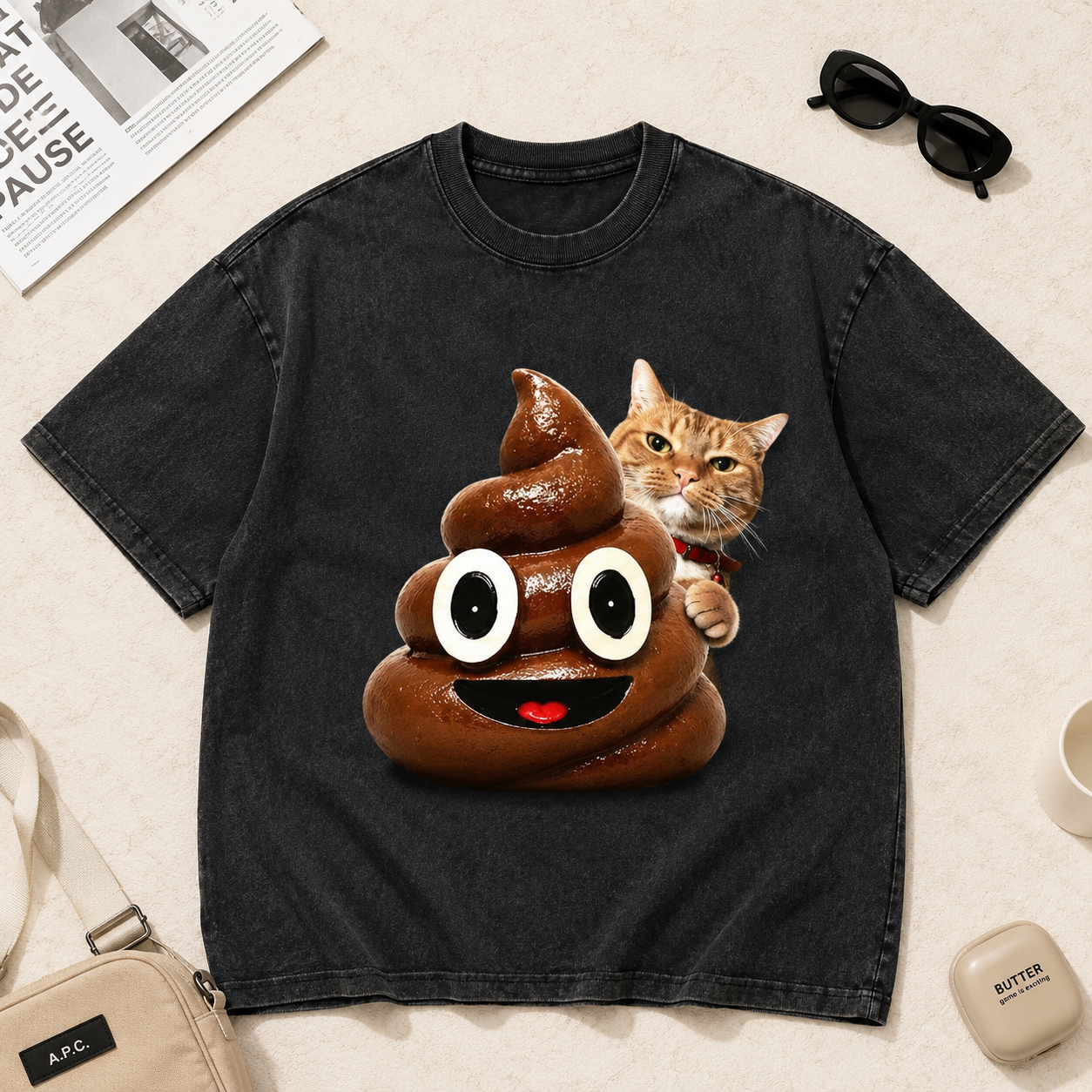 Poop Mood Cat – Funny Meme Cat Tee