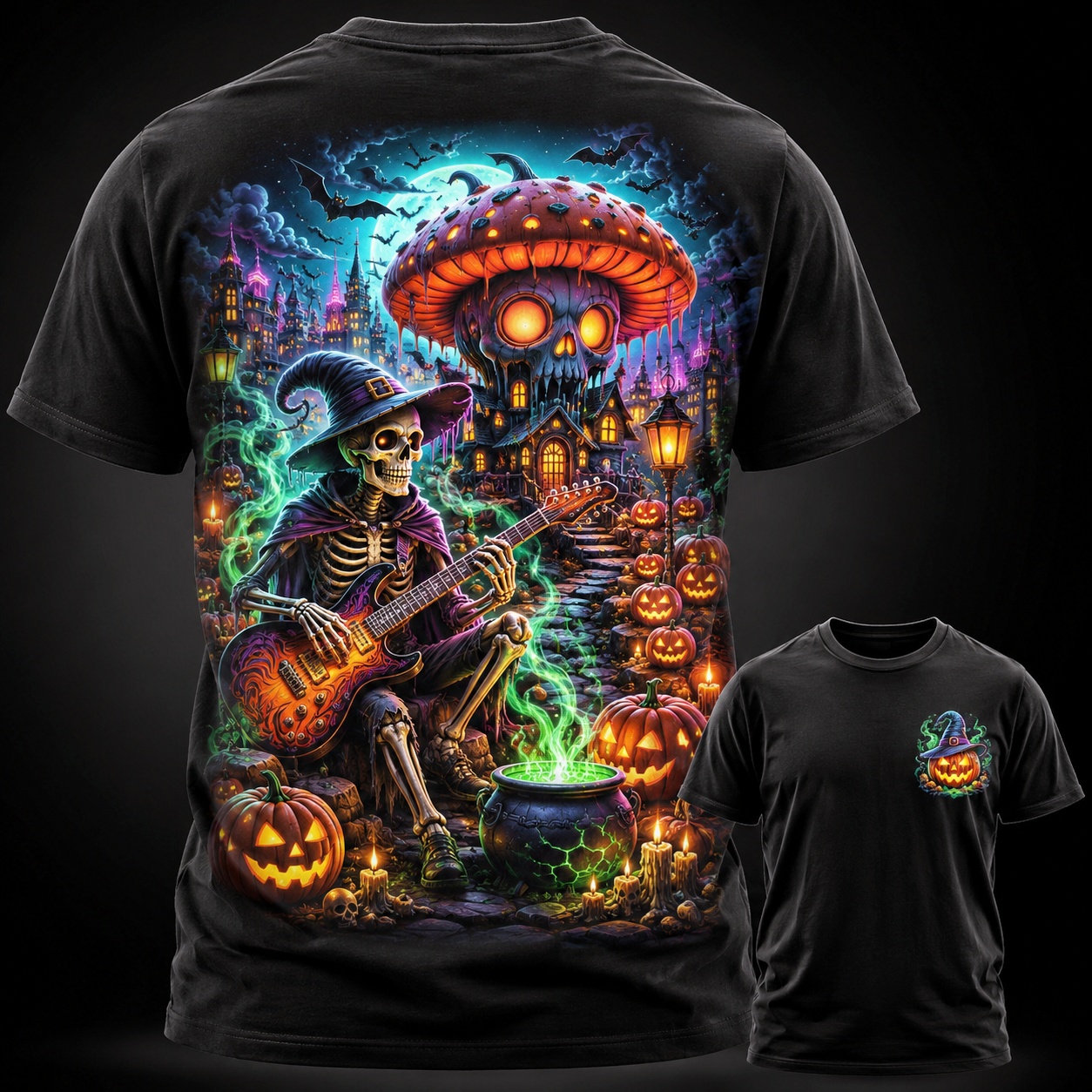 Haunted Pumpkin Rock Skeleton Tee