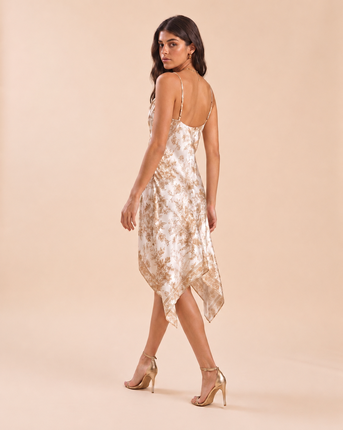 Satin Floral Handkerchief Dress