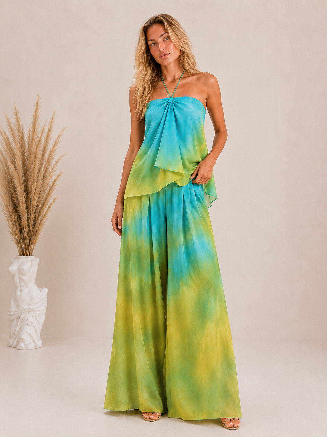 Ombre Halter Drape Set
