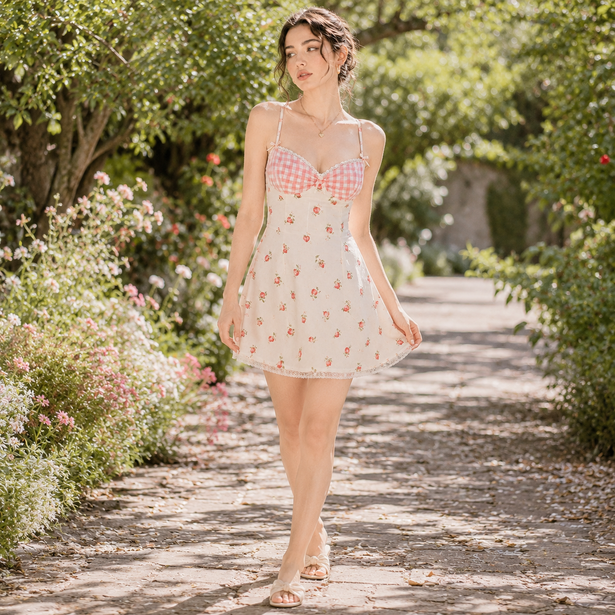Strawberry Milk Picnic Corset Mini Dress 🍓🥛