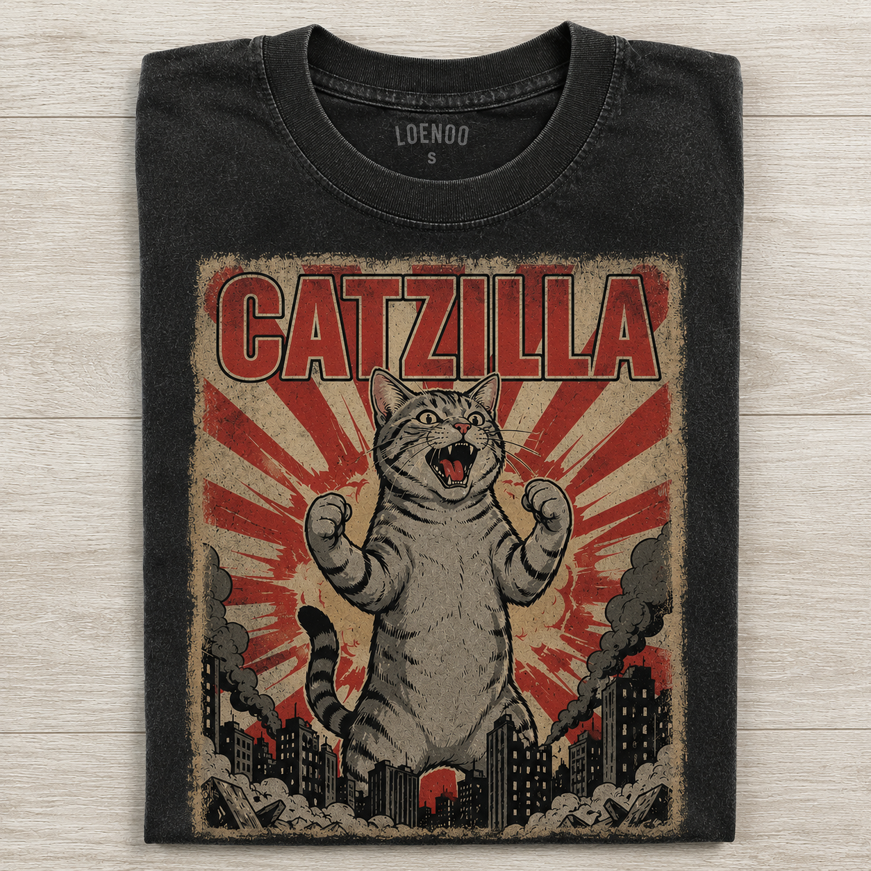 🐱 CATZILLA – The Ultimate Feline Destruction Vintage Tee