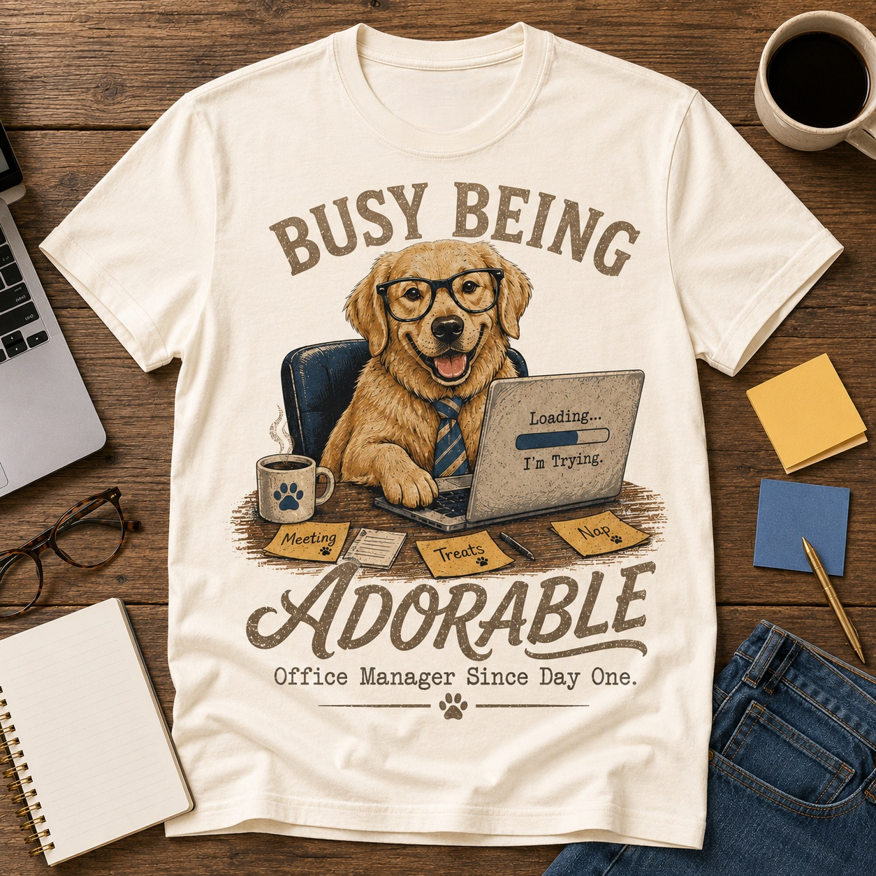 Busy Being Adorable Dog Graphic T-Shirt