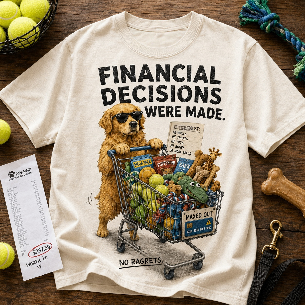 Financial Decisions Were Made Dog Graphic T-Shirt