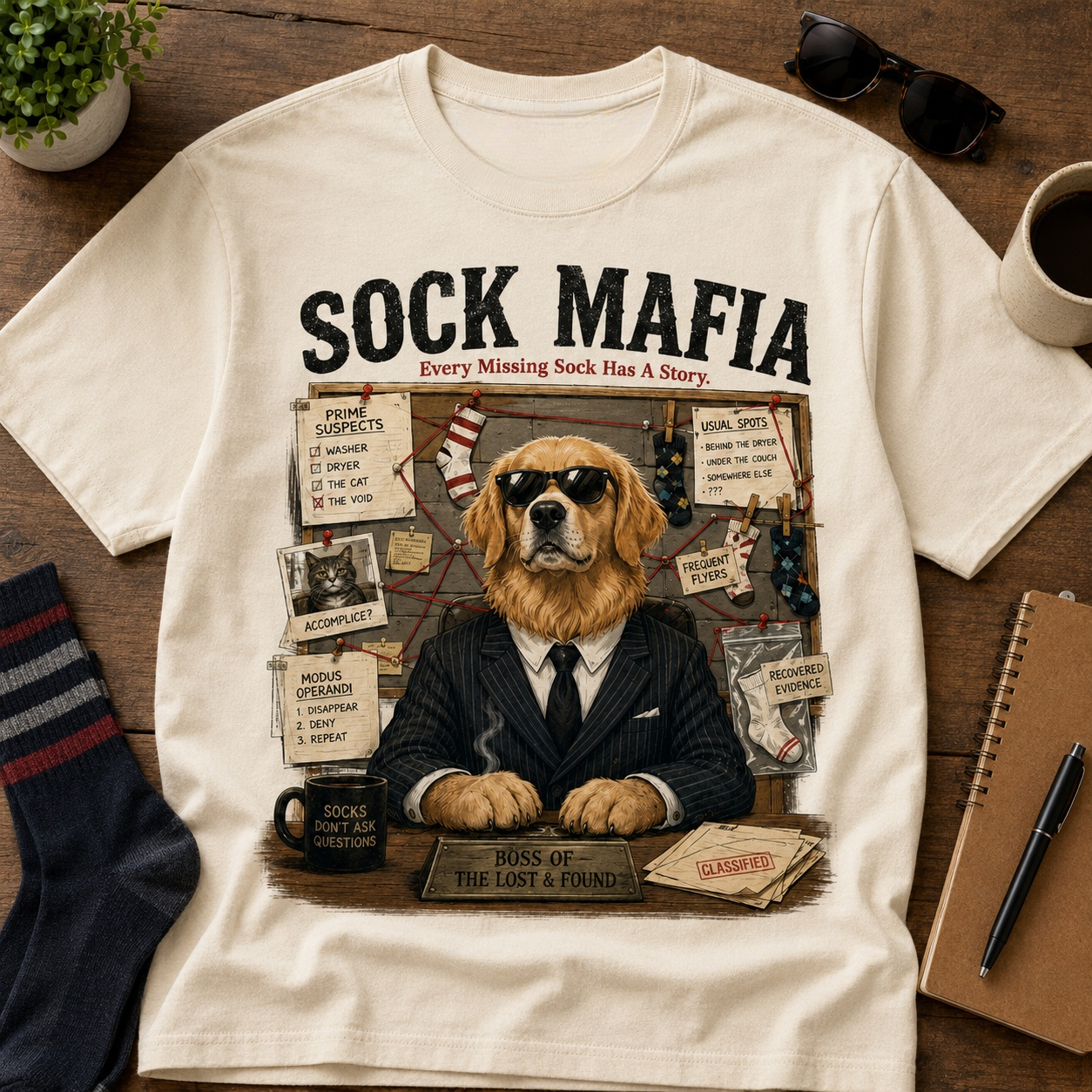 Every Missing Sock Has A Story Dog T-Shirt🕵️