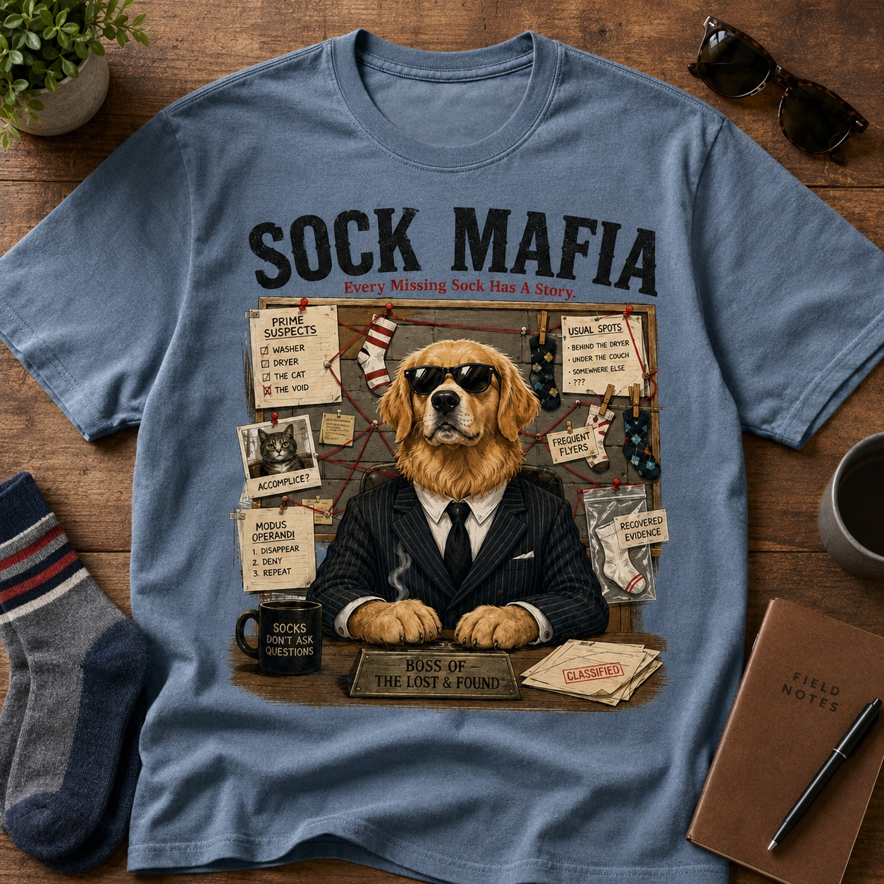 Every Missing Sock Has A Story Dog T-Shirt🕵️