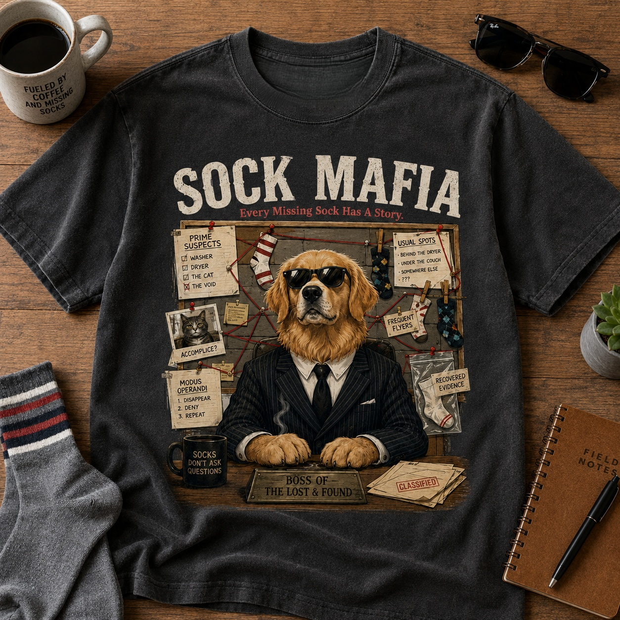 Every Missing Sock Has A Story Dog T-Shirt🕵️