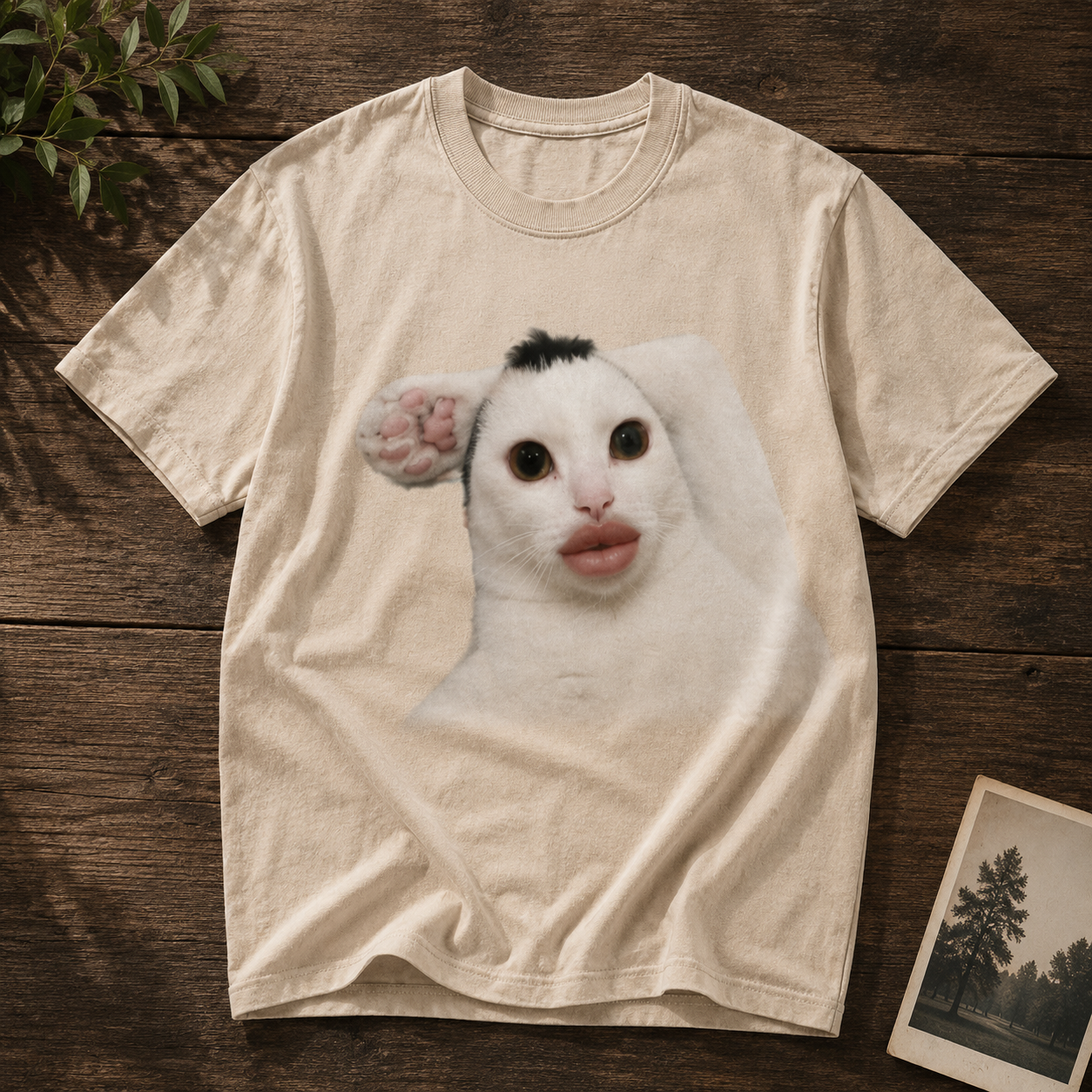 Vintage Wide-Eyed Cat Graphic Tee