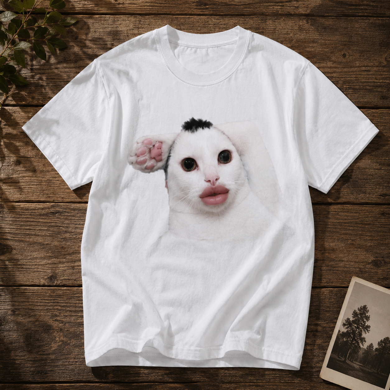 Vintage Wide-Eyed Cat Graphic Tee