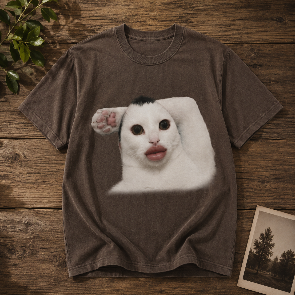 Vintage Wide-Eyed Cat Graphic Tee