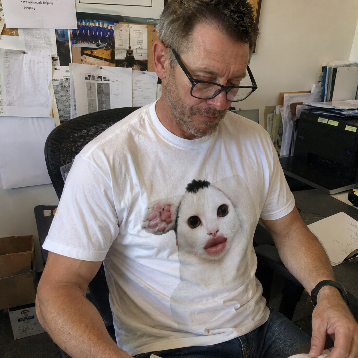 Vintage Wide-Eyed Cat Graphic Tee