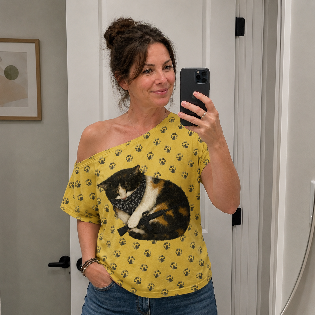🐾Mischief Cat Off Shoulder T-Shirt