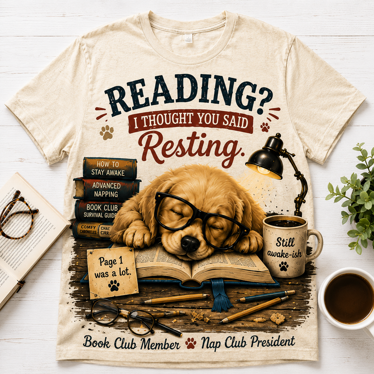 Reading? I Thought You Said Resting Dog Graphic T-Shirt🐶