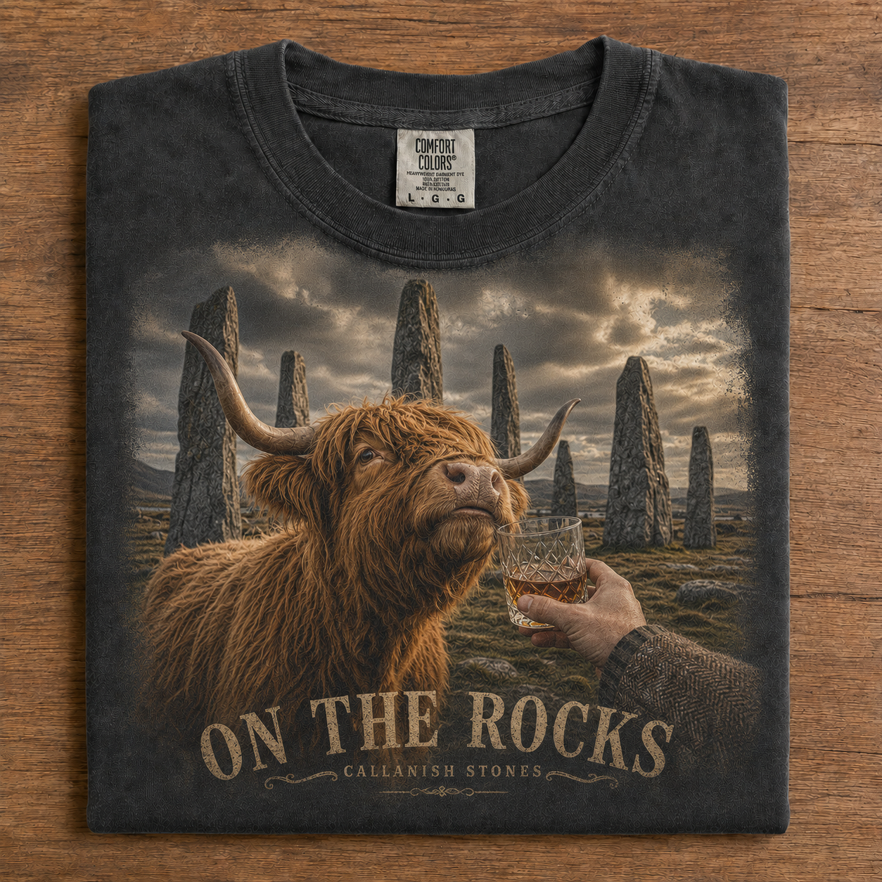 Highland Cow On The Rocks Tee