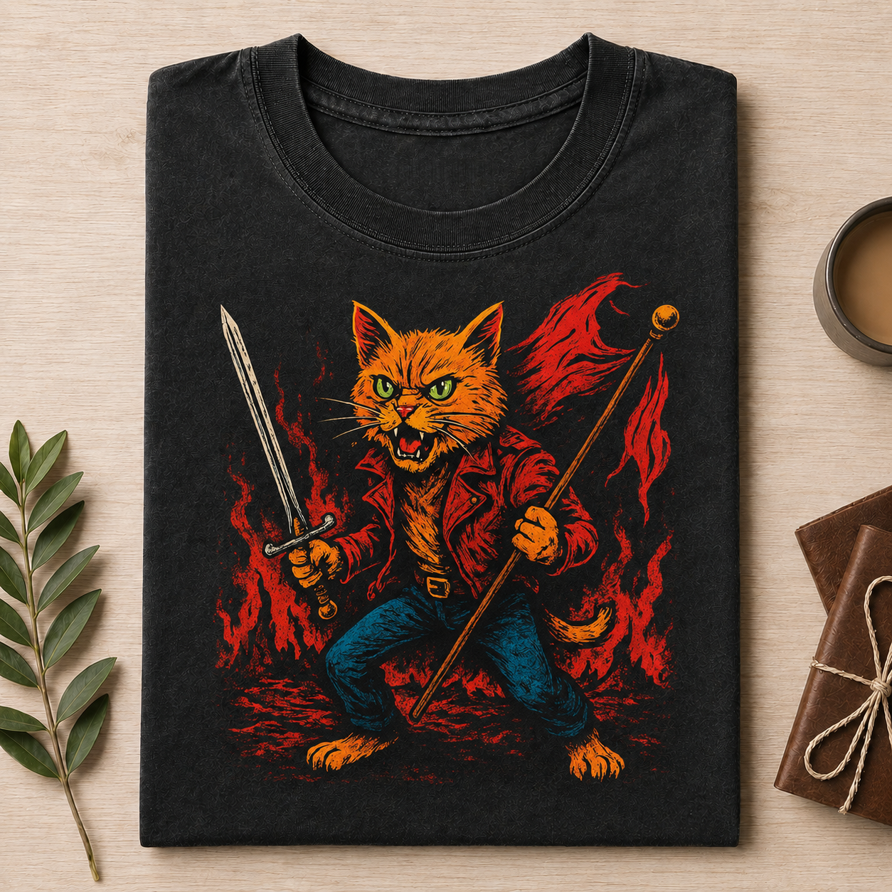 🐱🔥 Flame Warrior Cat T-Shirt