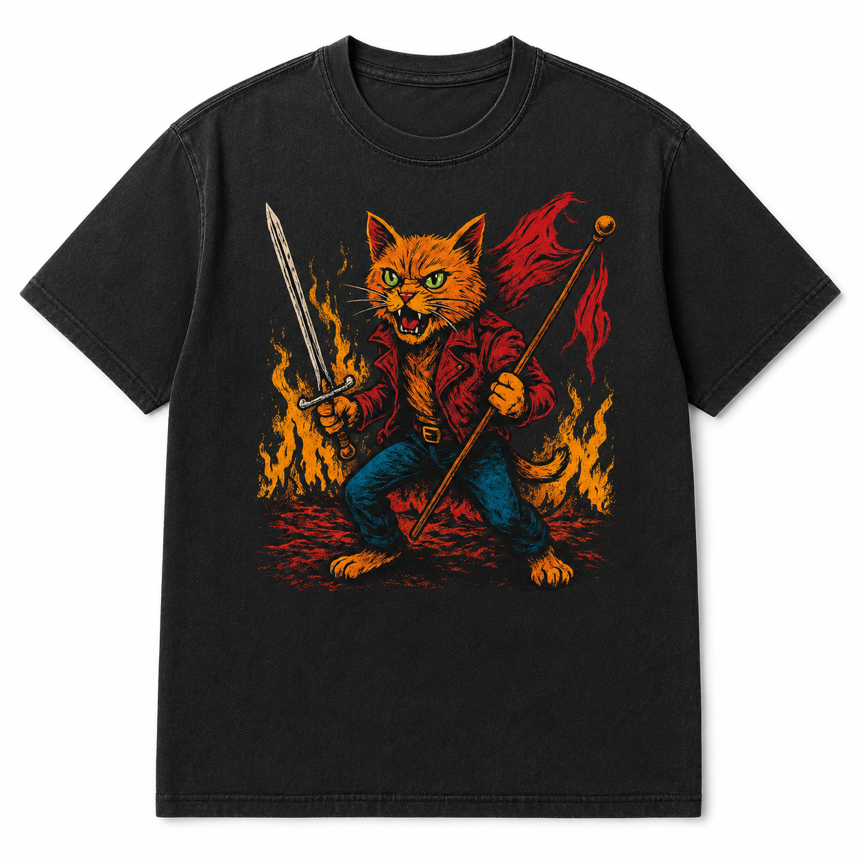 🐱🔥 Flame Warrior Cat T-Shirt