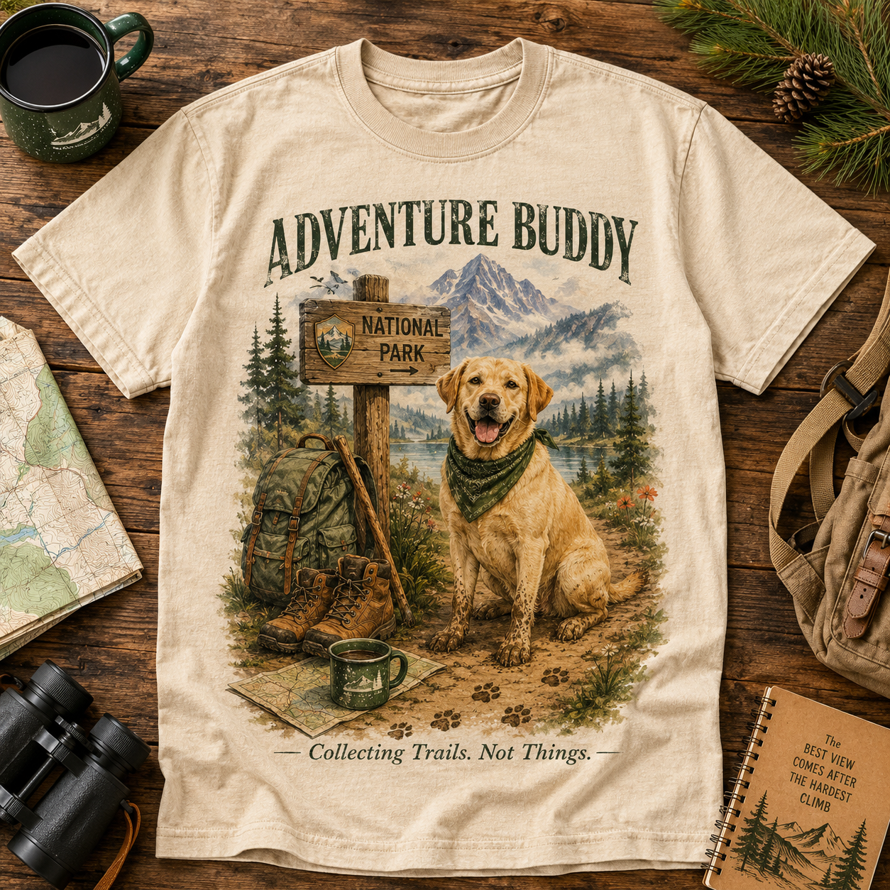 Adventure Buddy – Collecting Trails Tee🐶