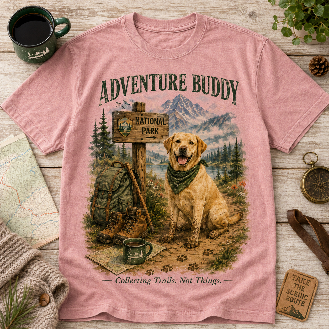 Adventure Buddy – Collecting Trails Tee🐶