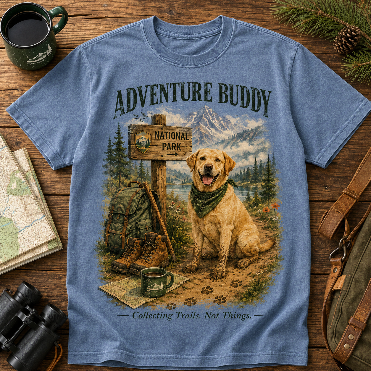 Adventure Buddy – Collecting Trails Tee🐶