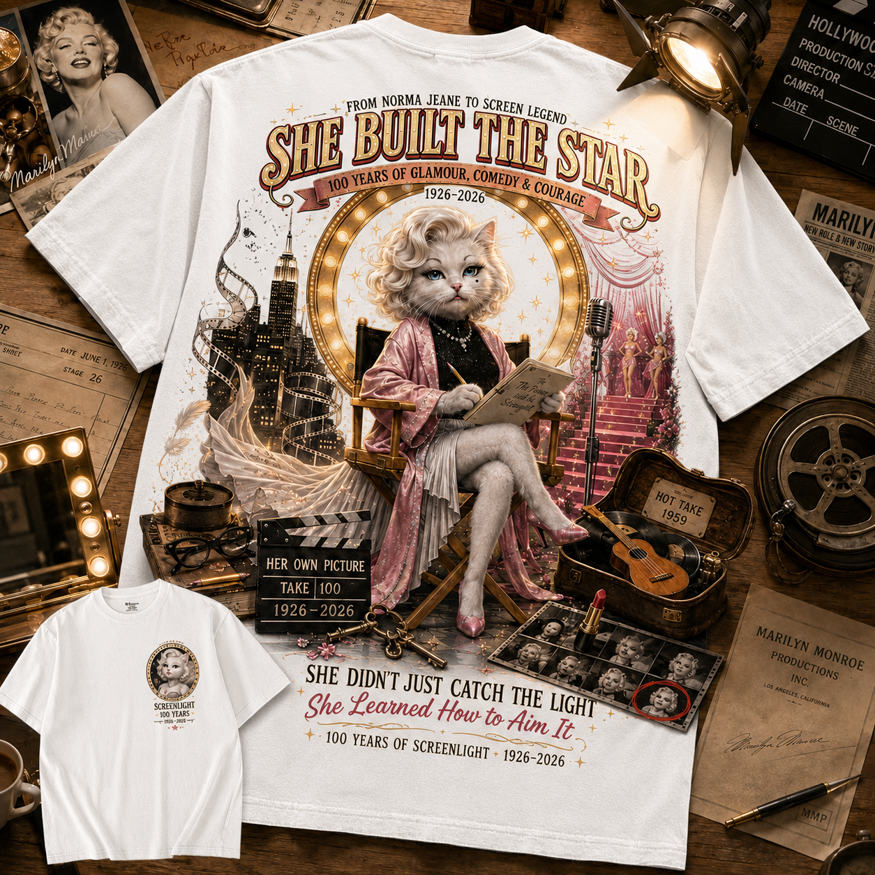 She Built The Star Hollywood Cat T-Shirt