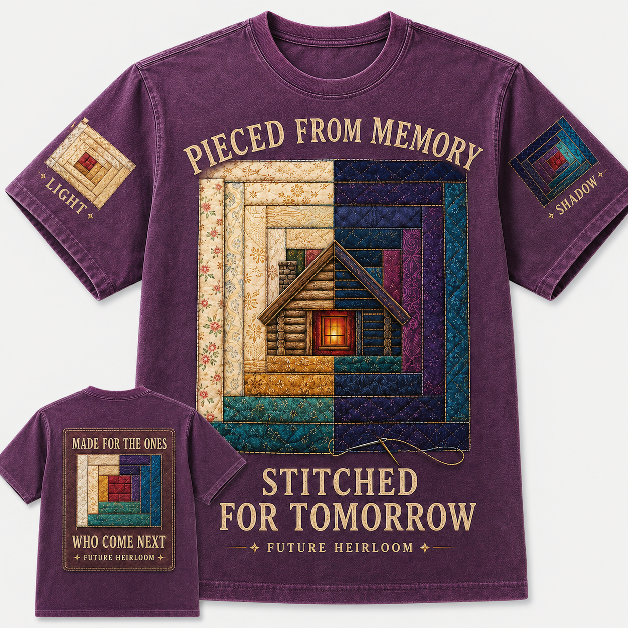 Stitched for Tomorrow Log Cabin Quilt T-Shirt